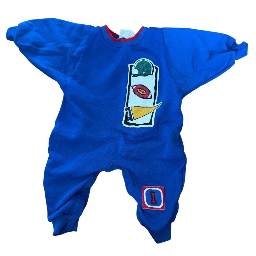 Vintage 90s Carters football print one piece outfit